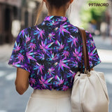 Weed Leaf Print Hawaiian shirt view 5