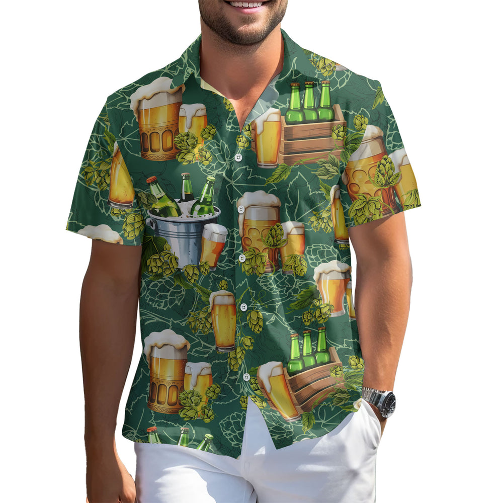 Wine/ Beer Hawaiian Shirt – Short Sleeve Button-Down