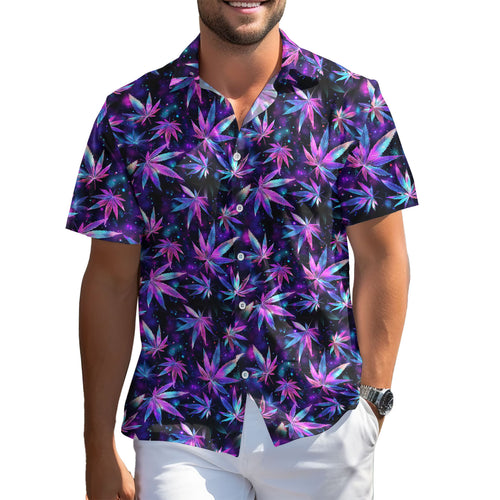 Weed Leaf Print Hawaiian shirt