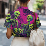 Skeleton Skull Hawaiian shirt view 5