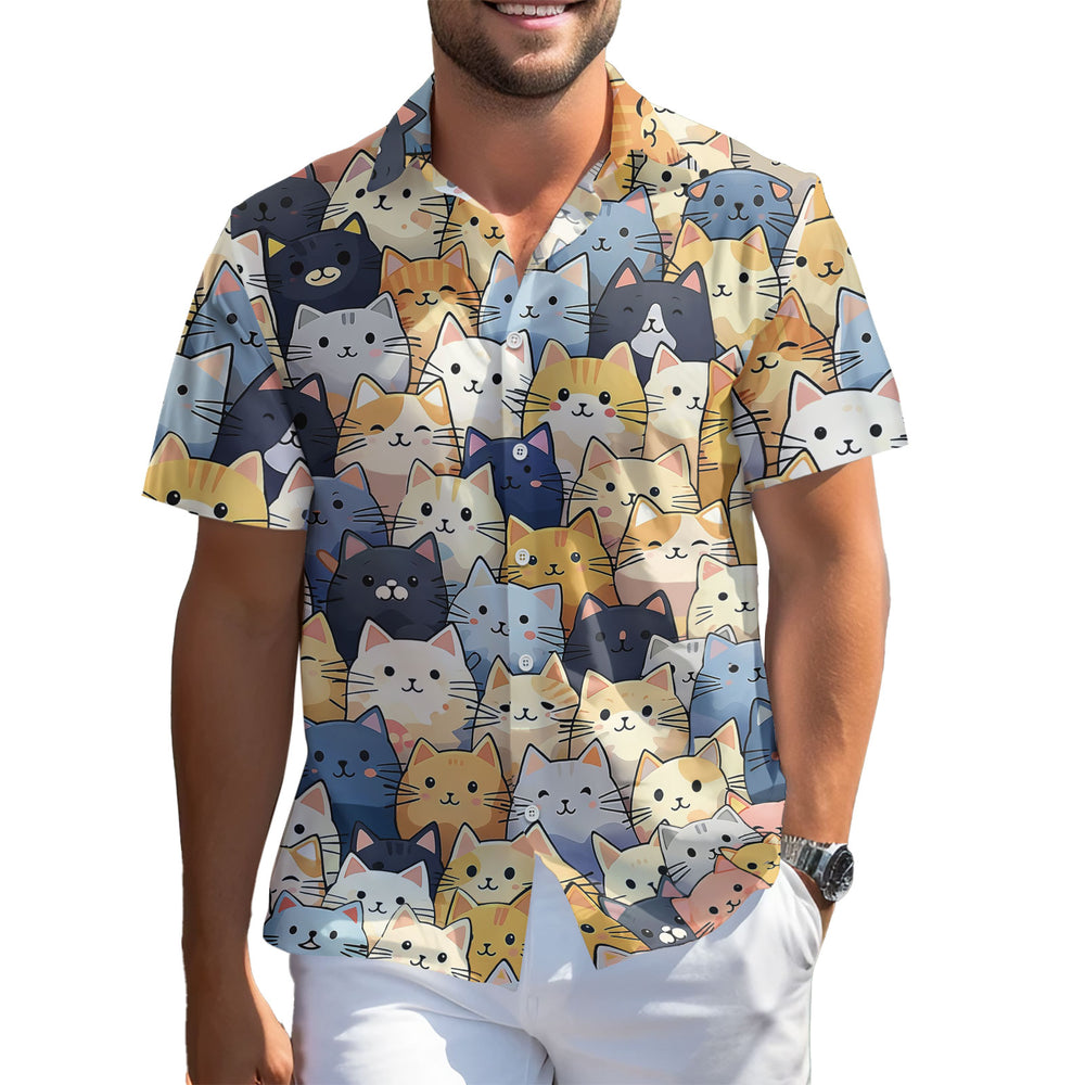 Cute Cat Hawaiian Shirt – Short Sleeve Button-Down